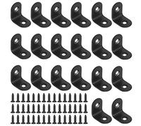 Glarks Lot de 20 supports en L de 20 mm noirs, support d’angle droit, fixation articulée pour bois, chaise, étagère, planche, fenêtre, meubles, armoire (20 x 20 x 2 mm)