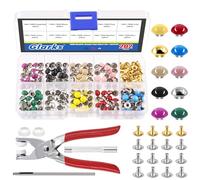 GLARKS Lot de 200 rivets en cuir - Rivets à double capuchon rond de 7 mm, 10 couleurs, clous en métal avec kit d'outils de réglage pour travaux manuels et décoration