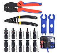 Glarks Lot de 24 Outils à sertir solaires pour câble de Panneau Solaire 2,5/4/6 mm2 avec 6 Paires de connecteurs de Panneau Solaire et 1 Paire de connecteurs solaires pour Outils d'assemblage