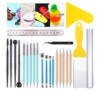 Glarks Lot de 24 outils de sculpture pour argile à modeler comprenant un outil de pointillage, un outil de poterie à double extrémité, un outil de tige à bille, le coloriage, la peinture sur ongles