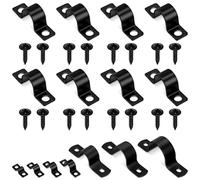 Glarks Lot de 25 colliers de serrage de 12 mm en acier au carbone noir à 2 trous pour fixation de tuyau Heavy Duty Rigid Pipe Strap U Bracket Tube Strap Cable Clamp Hanger Tension Tube Clip with Screw
