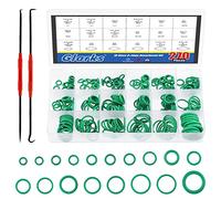 Glarks Lot de 270 joints toriques en caoutchouc vert de 18 tailles avec 2 mini crochets kit d'assortiment de crochets pour réparation de véhicules, climatisation, joints de