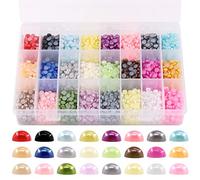 Glarks Lot de 2880 perles demi-rondes à dos plat de 6 mm 24 couleurs