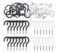 Glarks Lot de 30 crochets noirs et blancs, 6 tailles avec revêtement en vinyle, crochets à vis, crochets de plafond, crochets à tasses, crochets assortis, pour la maison et le bureau (noir et blanc)