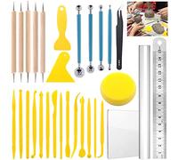 Glarks Lot de 30 outils de sculpture en argile avec outils de modelage en plastique, outils de modelage à double extrémité et stylet à bille pour embossage, coloration, nail art.