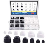 Glarks Lot de 300 capuchons de vis noirs et blancs M4 M5 M6 M8 M10 M12 en nylon pour protéger les vis hexagonales (noir et blanc)