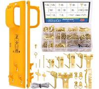 Glarks Lot de 307 pièces kit de suspension d'images, outil de suspension de cadres photo avec règle à niveau à bulle et 306 clous, crochets, fil, vis, anneau en D et dents de scie, pour suspension de