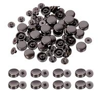 Glarks Lot de 32 rivets arrière à vis en métal noir pistolet à tête plate pour sac à main, pieds de sac à main, clous à tête plate, clous en métal pour loisirs créatifs en cuir