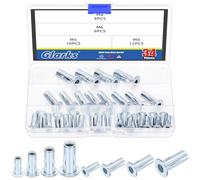 Glarks Lot de 34 écrous à rivets multi-prises M4 M5 M6 M8 en zinc avec tige pré-bombée à tête plate filetée pour décoration de meubles automobiles, produits électriques et industriels