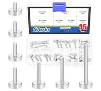 Glarks Lot de 35 vis moletées rondes M3 x 6/8/10/12/16/20/30 mm, boulons à vis moletées entièrement filetées, boulons à tête moletée plate, boutons de fixation pour appareils électroniques et
