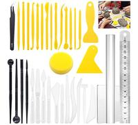 Glarks Lot de 36 outils de sculpture pour argile, y compris des outils de modelage en plastique, des outils de modelage d'argile jaunes et des outils de sculpture d'argile pour gaufrage, coloriage
