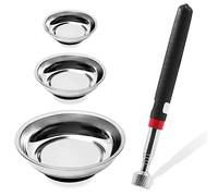 Glarks Lot de 4 plateaux à outils magnétiques avec outil de ramassage magnétique, 7.6 cm, 10.2 cm, 15.2 cm, boulon, pièces métalliques