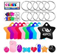 Glarks Lot de 40 étiquettes vierges rondes en aluminium pour gravure, étiquettes d'identification d'animaux domestiques, disques vierges estampillés pour travaux manuels, décoration de pendentif