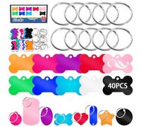 Glarks Lot de 40 tampons ronds en aluminium - Étiquettes vierges pour chien - Pour gravure, étiquettes d'identification pour animaux de compagnie - Pour travaux manuels, décoration