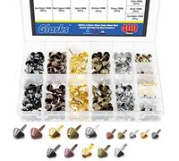 Glarks Lot de 400 clous ronds de 10 mm, 15 mm, 18 mm, 5 couleurs - Pour ceinture, sac, chaussures, bracelet, collier de chien, loisirs créatifs