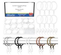 Glarks Lot de 42 anneaux de suspension de rideaux en métal blanc de 30 mm, comprend 42 anneaux de rideaux et 42 crochets de rideau en plastique blanc, anneaux coulissants à œillets pour fenêtre