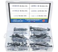 Glarks Lot de 42 vis d'ancrage murales Molly Bolt en acier robuste - 6 tailles - Pour cloison sèche, plâtre et carrelage