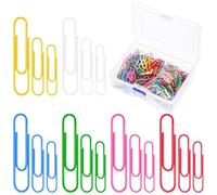 Glarks Lot de 450 trombones colorés de 2,5 cm, 3,3 cm, 5,1 cm, couleurs mélangées, grands trombones avec une boîte de rangement pour papiers, bureau, école et usage personnel