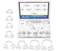 Glarks Lot de 48 colliers de serrage à cliquet robustes en nylon blanc de 8 tailles, 6,6 à 27,2 mm, assortiment de colliers de serrage à cliquet (blanc, 48 pièces)