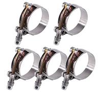 Glarks Lot de 5 colliers de serrage à vis en T en acier inoxydable 44-51 mm avec boulons en T pour l'aspiration turbo, colliers de serrage souples en argent