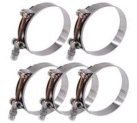 Glarks Lot de 5 colliers de serrage souples en acier inoxydable 76-84 mm, T-Bolt, Argenté