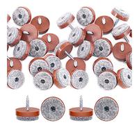 Glarks Lot de 52 patins antidérapants à visser en feutre pour pieds de chaise, table, canapé, tabouret Marron 24 mm