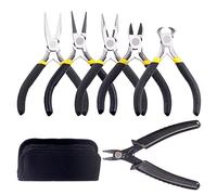 Glarks Lot de 6 pinces: pince à bec rond, pince à bec aiguille, pince à sertir, pince coupante