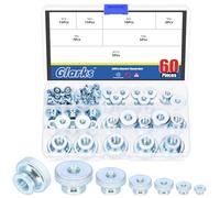 Glarks Lot de 60 écrous moletés M3/4/5/6/8/10 en acier au carbone argenté à tête haute, boutons de fixation ronds plaqués nickel, écrous moletés ronds pour pièces d'imprimante 3D, machines-outils