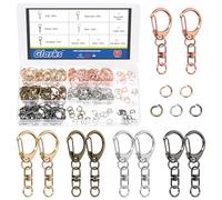 Glarks Lot de 60 fermoirs mousquetons pivotants de 18 x 45 mm pour porte-clés, 5 couleurs, mousquetons pivotants, pour sac de bricolage, porte-clés, loisirs créatifs