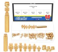 Glarks Lot de 7 pannes à souder 1,5/2,2/2,6/3,1/4/4,7/6,3 mm, avec 1 jeu d'outils d'insertion thermique, 65 écrous filetés M2/M2,5/M3/M4/M5, kit d'embouts d'insertion de chaleur pour impression 3D