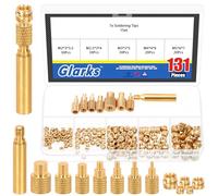 Glarks Lot de 7 pannes à souder 1,5/2/2,5/3,2/4,1/5/6,6 mm, avec 1 jeu d'outils d'insertion thermique, 130 écrous filetés M2/M2,5/M3/M4/M5, kit d'inserts de chaleur pour impression 3D, pièces en