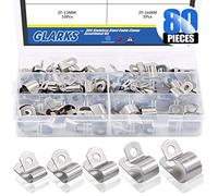 Glarks Lot de 80 serre-câbles en acier inoxydable de 5 tailles 1/4", 5/16", 3/8", 1/2", 5/8"