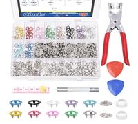 Glarks Lot de 806 Boutons Pression en Métal avec Pince, 10 Couleurs, 9,5 mm, Creux et Outil avec Mètre Ruban et Kit de Craie de Tailleur pour Bricolage