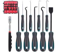 Glarks Lot de 9 crochets et crochets, 10 en 1, grattoir de précision, crochet et crochetage avec un outil de ramassage magnétique télescopique de 19 à 69 cm pour enlever les joints, les ressorts, les