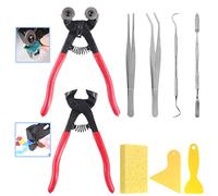 Glarks Lot de 9 outils pour mosaïque, 2 pinces à mosaïque robustes à roulettes et pinces coupe-carreaux avec 7 outils pour carrelage de mosaïque