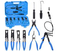 Glarks Lot de 9 pinces de serrage flexibles bleues à longue portée pour le remplacement des tuyaux de carburant, d'huile, d'eau