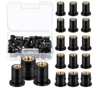 Glarks M4 M5 M6 Noir Caoutchouc Écrou de Puits Set en Laiton pour Pare-brise, Carénage, Canoë, Bateau, Kayak