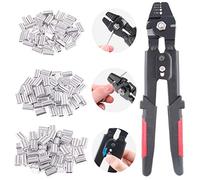 Glarks Outil de sertissage de câble métallique jusqu'à 2,2 mm avec 180 pièces 1,2/1,5/2 mm en aluminium à double barillet