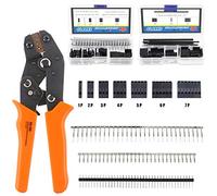 Glarks Pince à sertir 486 pièces avec ensemble de connecteurs, pince à sertir à cliquet SN-28B avec 485 pièces de 2,54 mm 1 2 3 4 5 6 7 broches connecteur mâle femelle à sertir pour broches Dupont