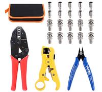 Glarks Pince à sertir BNC professionnelle avec connecteur coaxial RG59, pince dénuder ronde et plate UTP Cat5/6 et coupe-câble pour RG55/58/62