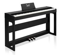 GLARRY - Piano numérique à 88 touches lestées, clavier électrique avec unité à 3 pédales pour débutants, double Bluetooth, fonctions de contrôle Split/Touch/Transposition, noir