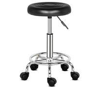 GLARRY Tabouret de Bar, Tabouret de Bureau à roulettes Pivotant 360°, Hauteur Réglable - pour Salon, Bureau, Clinique ou Massage - Coussin de 8 cm Noir