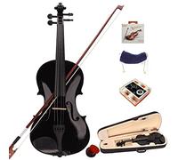 GLARRY Violon 4/4 Acoustique Violon pour Enfants, Adultes, étudiants Kit de Violons Débutants avec archet de violon, étui rigide, épaulière, colophane, 4 cordes (Noir)