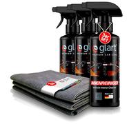 Glart 3x nettoyant intérieur de voiture 500 ml + 3 chiffons en microfibre détachant pour cockpit de voiture, tissus d'ameublement, cuir, nettoyant intérieur, entretien de voiture