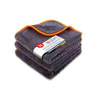 ✅ Glart 443TPO Lot de 3 Chiffons Microfibre Voiture, Super Absorbant Chiffons de Polissage, Polyvalents pour Motocyclette et Machine à Polir les Voitures, 40x40 cm, Anthracite avec Borde Orange