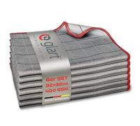 Glart 44C6R Lot de 6 Chiffons de Nettoyage pour vitres de Voiture, au Carbone, en Microfibre, sans Traces ni Traces, Non Pelucheux, 32 x 32 cm, 400 g/m²