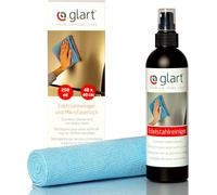 Glart 45ER Kit nettoyant inox 250 ml + chiffon microfibre 40x45 cm - élimine graisse et traces - sans rayures - pour cuisine, salle de bain, maison - emballage carton éco - fabriqué en Allemagne