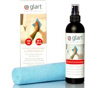 Glart 45KR Kit Nettoyant façades cuisine & meubles - Spray 250 ml sans alcool + chiffon microfibre gaufré 40×40 cm - Pour surfaces brillantes, laquées, plastique, verre - Sans traces & sans rayures
