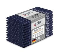 Glart 48BI2 Lot de 10 torchons de cuisine 50x70 cm en 100% coton bleu, certifié OEKO-TEX Standard 100, prélavés pour la cuisine et la vaisselle