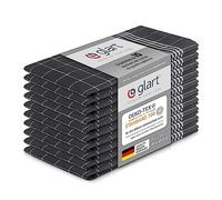 Glart 48GI2 Lot de 10 torchons de cuisine, 50x70 cm, 100% coton certifié Oeko-TEX Standard 100, gris, prélavés, pour la cuisine et la vaisselle